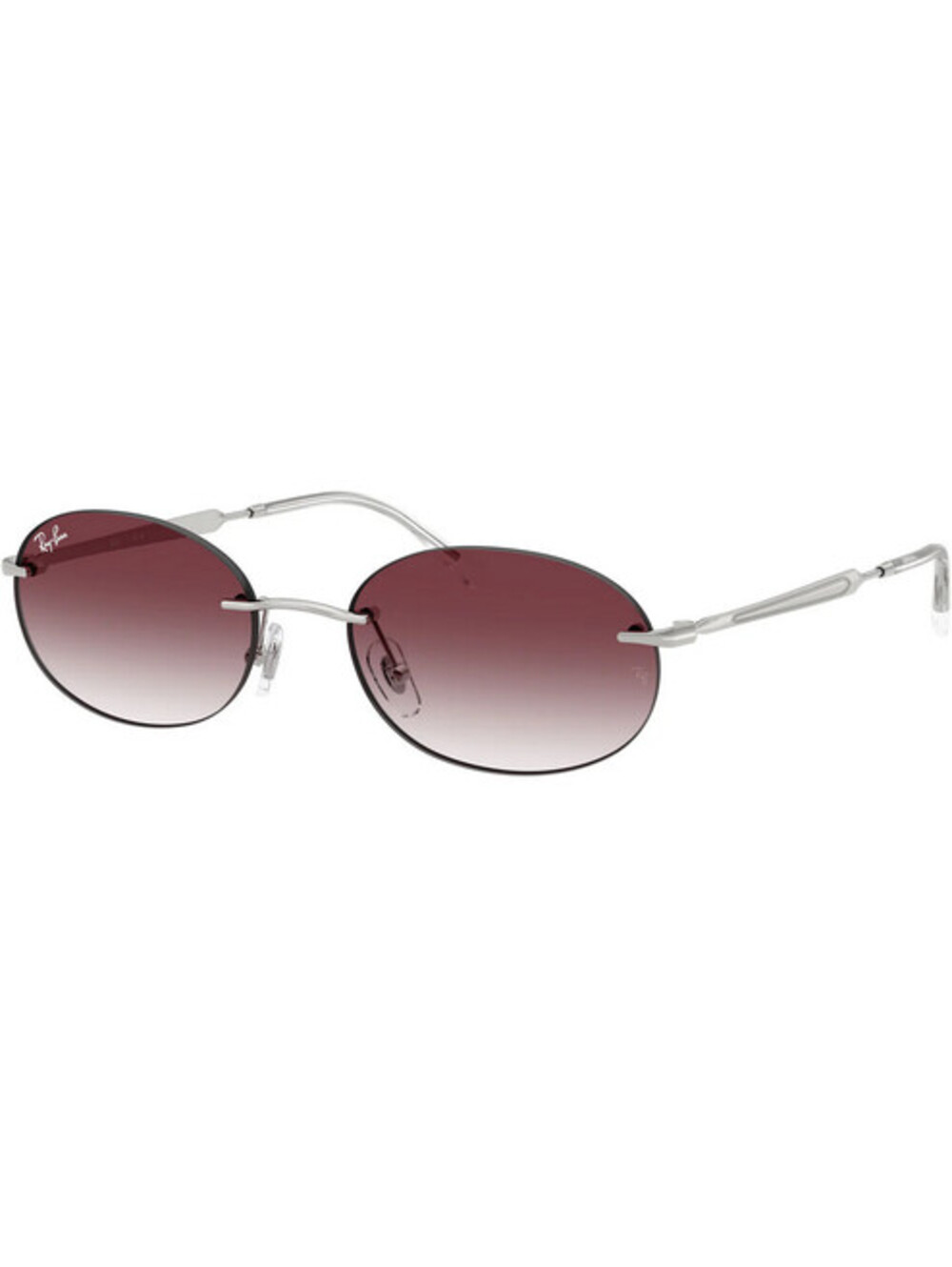 Ray-Ban RB3767 003/8H Silver Rimless Oval Sunglasses Gradient Burgundy Lens